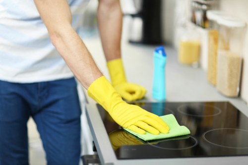 Technician treating mattress stains and dust in a Barnet home